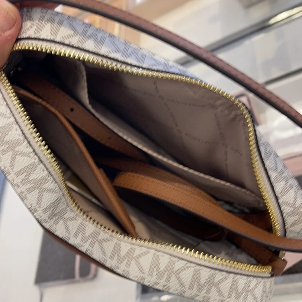 Michael Kors Jet Set Item Large East West Zip Chain MK Signature Crossbody Bag